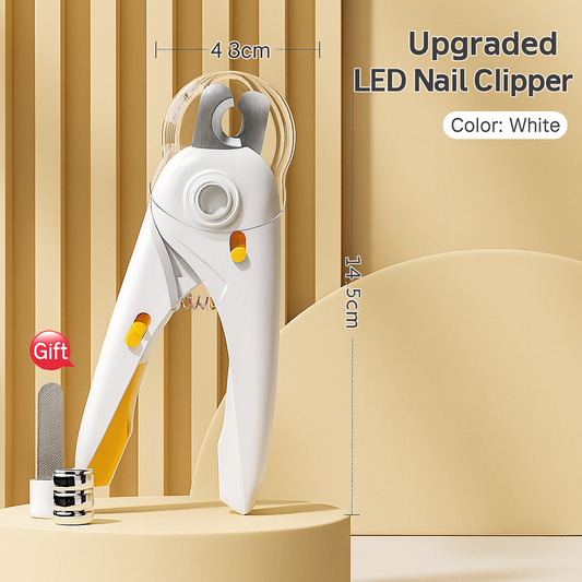LED Pet Nail Clippers – Stainless Steel Cat  Nail Trimmer with Safety Guard and Built-in Nail File, Quiet & Precise Grooming Tool